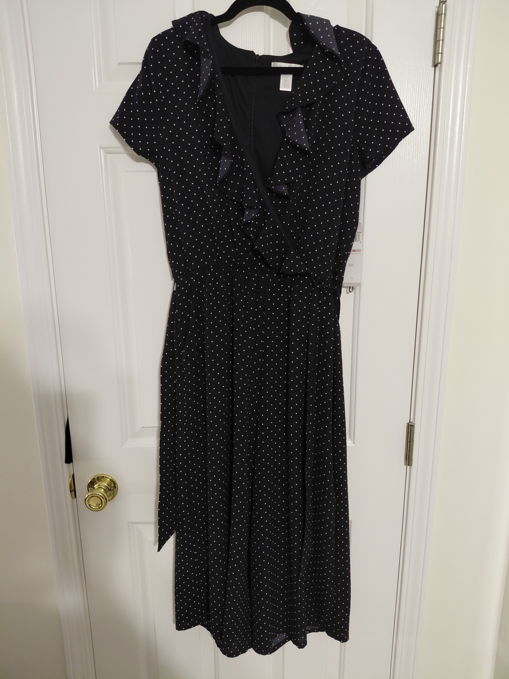 London Times Black Polka Dot Midi Jumpsuit
